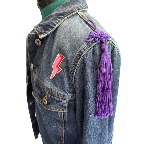 Kpop Demon Hunters Mira Denim Jean Jacket w/ Patches size Small / Medium - Picture 3 of 7